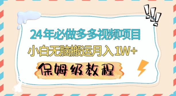 人人都能操作的蓝海多多视频带货项目，小白无脑搬运月入10000+【揭秘】-test
