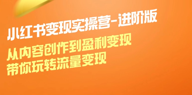 小红书变现实操营进阶版：从内容创作到盈利变现，带你玩转流量变现-test