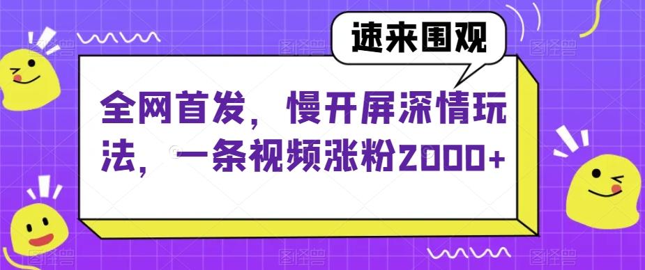 全网首发，慢开屏深情玩法，一条视频涨粉2000+【揭秘】-test