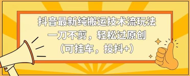 抖音最新纯搬运技术流玩法，一刀不剪，轻松过原创(可挂车，投抖+)【揭秘】-test