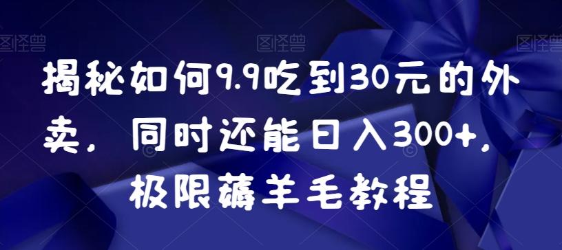 揭秘如何9.9吃到30元的外卖，同时还能日入300+，极限薅羊毛教程-test