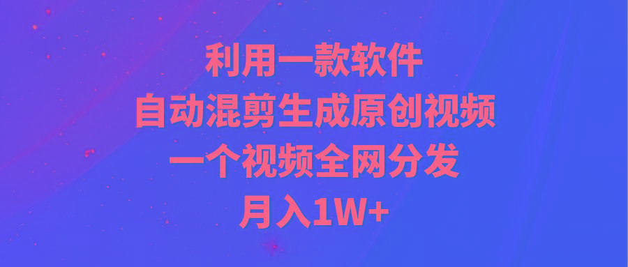 (9472期)利用一款软件，自动混剪生成原创视频，一个视频全网分发，月入1W+附软件-test