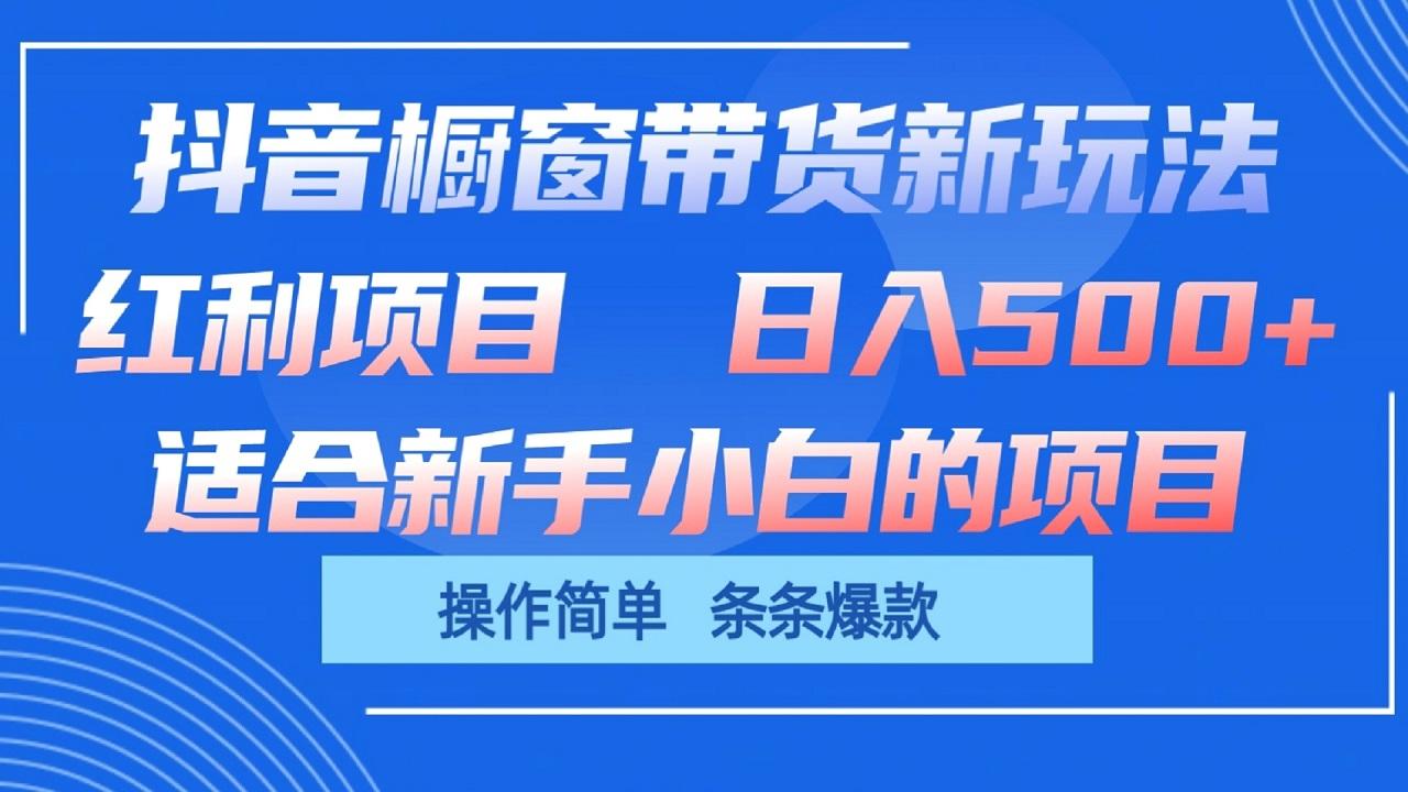 抖音橱窗带货新玩法，单日收益500+，操作简单，条条爆款-test
