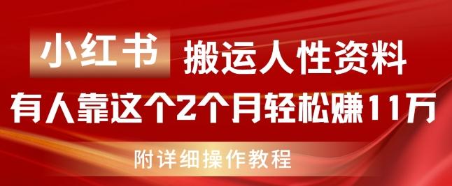 小红书搬运人性资料，有人靠这个2个月轻松赚11w，附教程【揭秘】-test