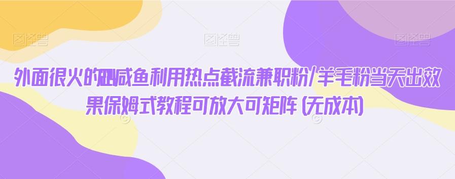 外面很火的2024咸鱼利用热点截流兼职粉/羊毛粉当天出效果保姆式教程可放大可矩阵(无成本)-test