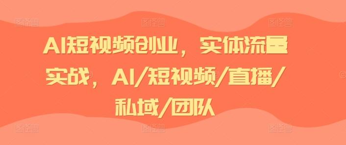 AI短视频创业，实体流量实战，AI/短视频/直播/私域/团队-test