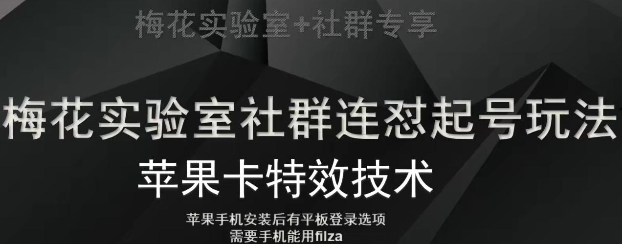 梅花实验室社群视频号连怼起号玩法，最新苹果卡特效技术-test