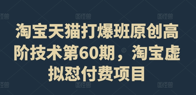 淘宝天猫打爆班原创高阶技术第60期，淘宝虚拟怼付费项目-test