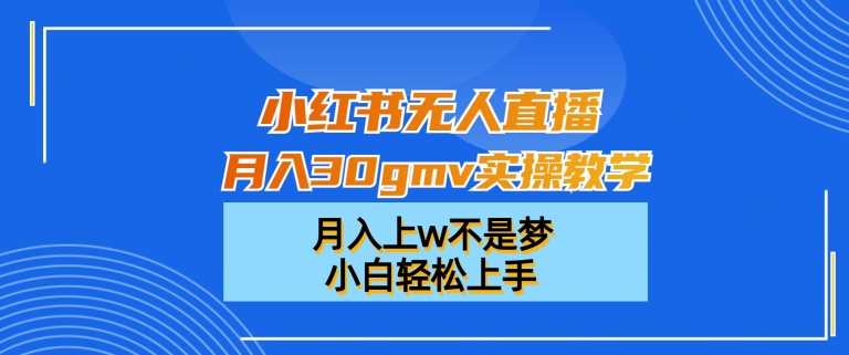 小红书无人直播月入30gmv实操教学，月入上w不是梦，小白轻松上手【揭秘】-test