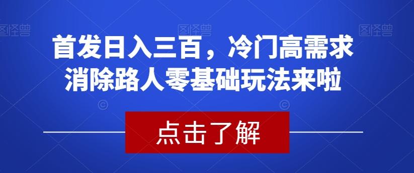 首发日入三百，冷门高需求消除路人零基础玩法来啦【揭秘】-test