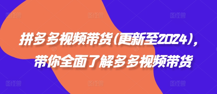 拼多多视频带货(更新至2024)，带你全面了解多多视频带货-test