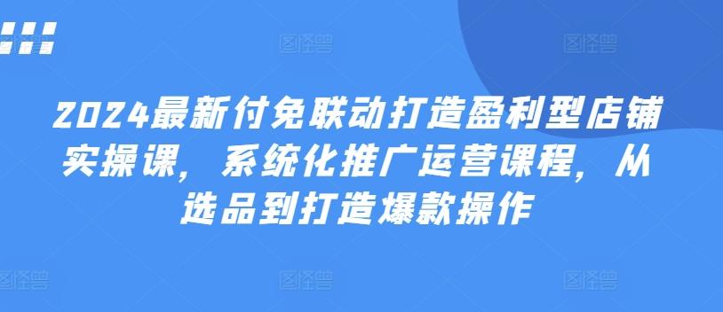2024最新付免联动打造盈利型店铺实操课，​系统化推广运营课程，从选品到打造爆款操作-test