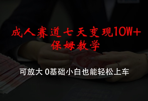 成人赛道七天变现10W+保姆教学，可放大，0基础小白也能轻松上车【揭秘】-test