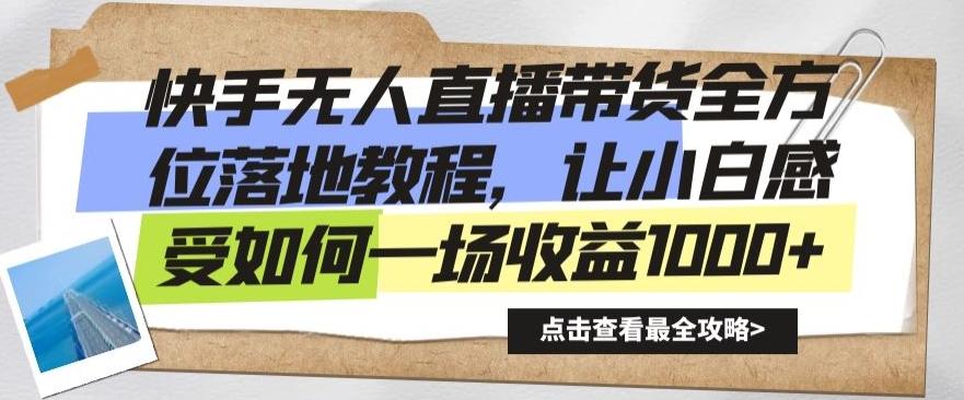 快手无人直播带货全方位落地教程，让小白感受如何一场收益1000+【揭秘】-test