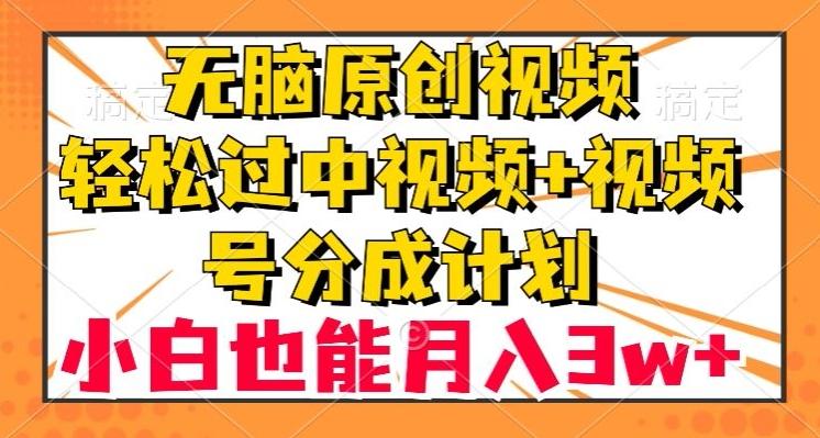 无脑原创视频，轻松过中视频+视频号分成计划，小白也能月入3w+【揭秘】-test