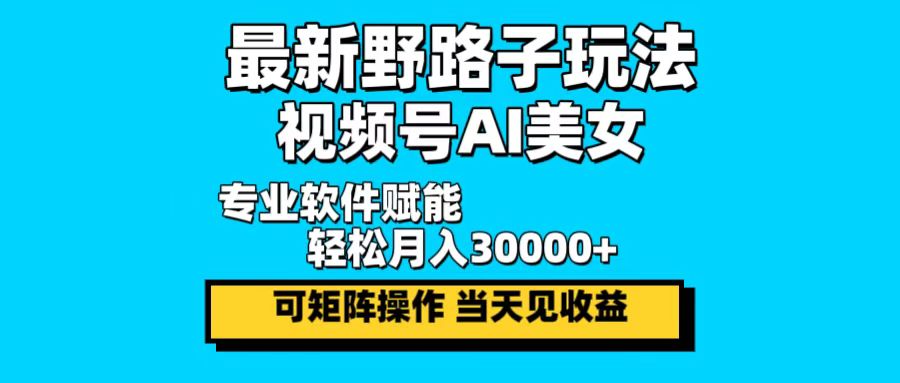最新野路子玩法，视频号AI美女，当天见收益，轻松月入30000＋-test