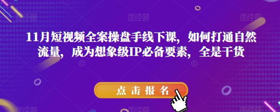 11月短视频全案操盘手线下课，如何打通自然流量，成为想象级IP必备要素，全是干货-test