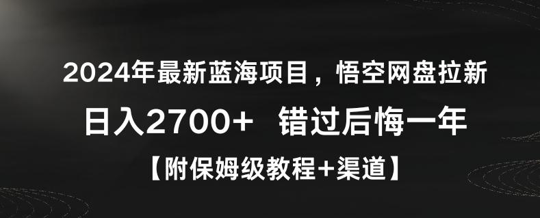 2024年最新蓝海项目，悟空网盘拉新，日入2700+错过后悔一年【附保姆级教程+渠道】【揭秘】-test
