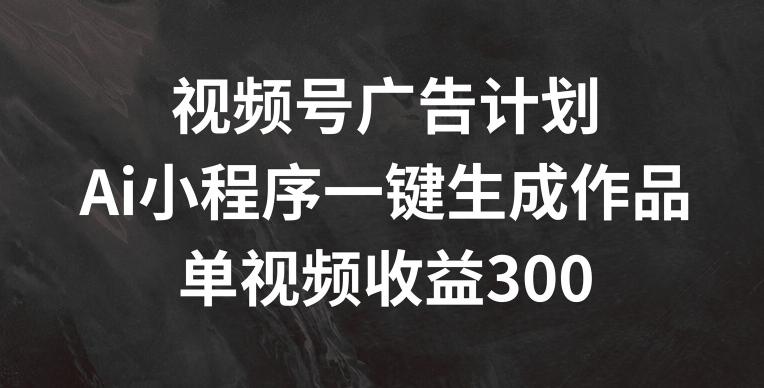 视频号广告计划，AI小程序一键生成作品， 单视频收益300+【揭秘】-test