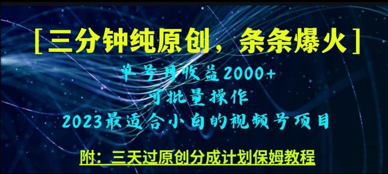 三分钟制作视频号纯原创，条条爆款，轻松月入过万【揭秘】-test