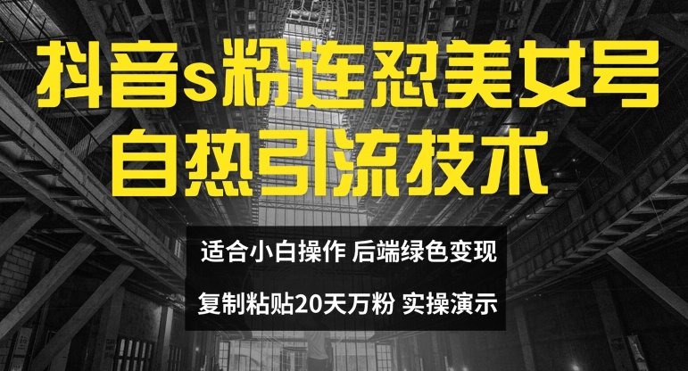 抖音s粉连怼美女号自热引流技术复制粘贴，20天万粉账号，无需实名制，矩阵操作【揭秘】-test
