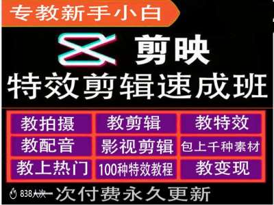 剪映特效教程和运营变现教程，特效剪辑速成班，专教新手小白-test
