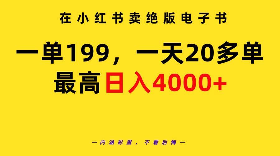 (9401期)在小红书卖绝版电子书，一单199 一天最多搞20多单，最高日入4000+教程+资料-test