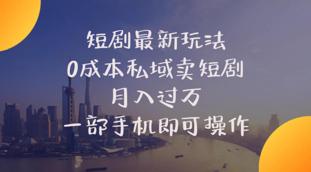 短剧最新玩法    0成本私域卖短剧     月入过万     一部手机即可操作-test