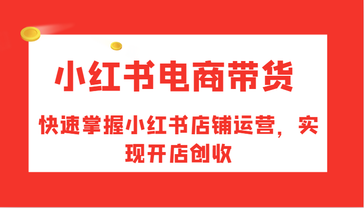 小红书电商带货，快速掌握小红书店铺运营，实现开店创收-test
