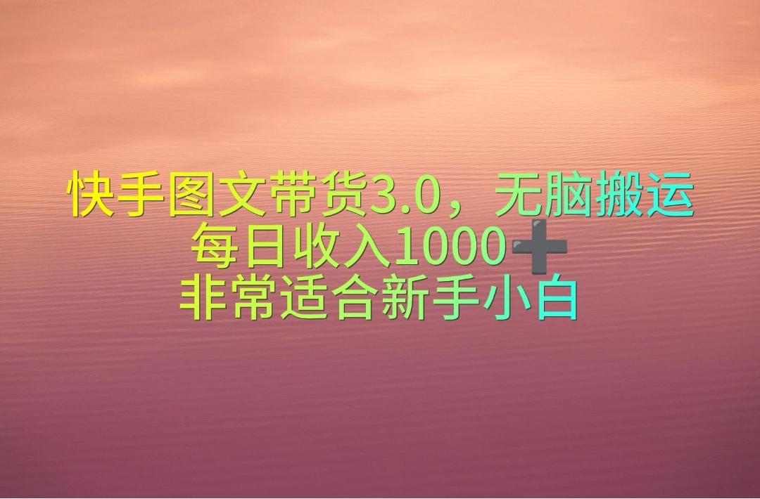 快手图文带货3.0，无脑搬运，每日收入1000＋，非常适合新手小白-test