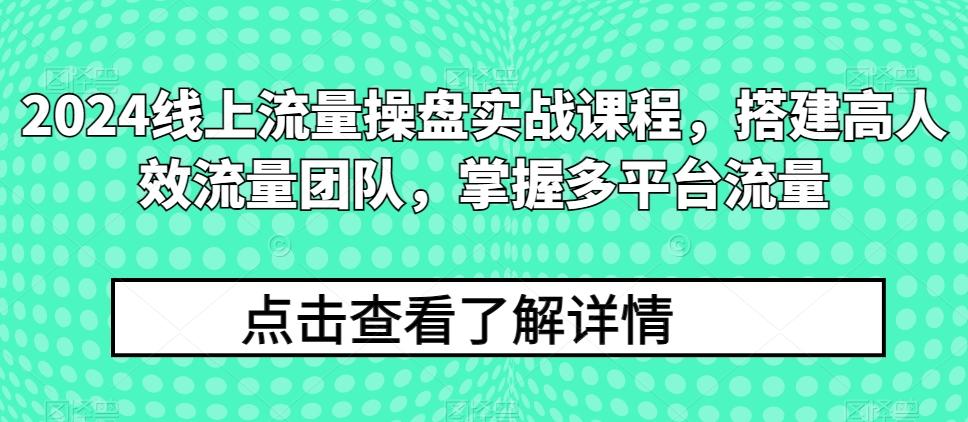 2024线上流量操盘实战课程，搭建高人效流量团队，掌握多平台流量-test