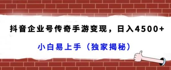 抖音企业号传奇手游变现，日入4500+，小白易上手（独家揭秘）-test