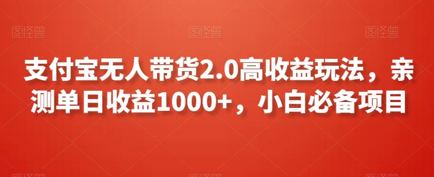 支付宝无人带货2.0高收益玩法，亲测单日收益1000+，小白必备项目【揭秘】-test