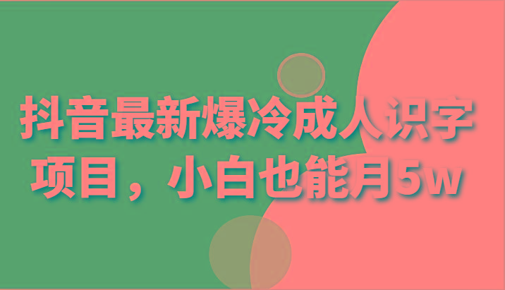 抖音最新爆冷成人识字项目，小白也能月5w-test