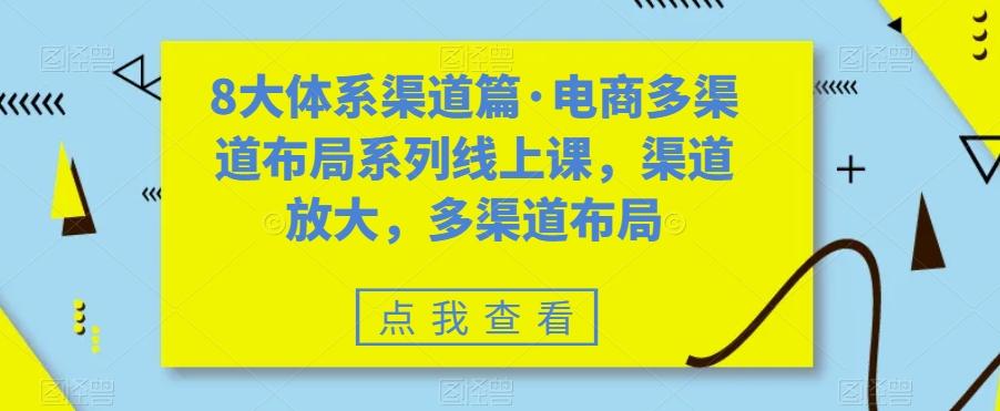 8大体系渠道篇·电商多渠道布局系列线上课，渠道放大，多渠道布局-test