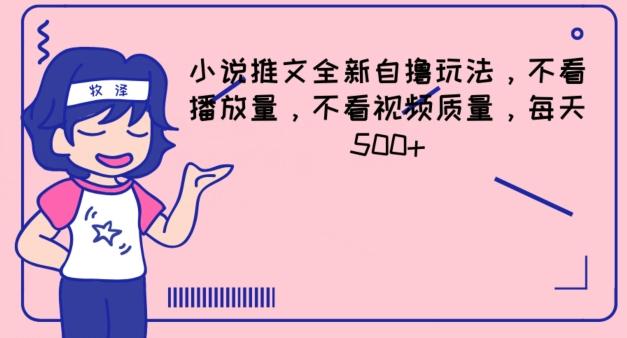 小说推文全新自撸玩法，不看播放量，不看视频质量，每天500+【揭秘】-test