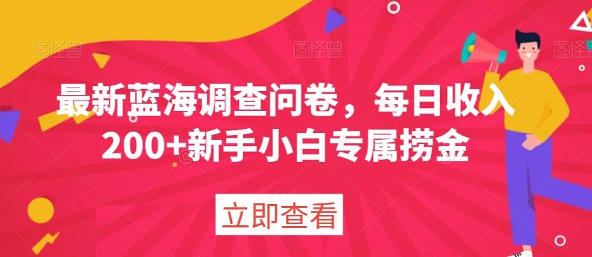 最新蓝海调查问卷，每日收入200+新手小白专属捞金-test