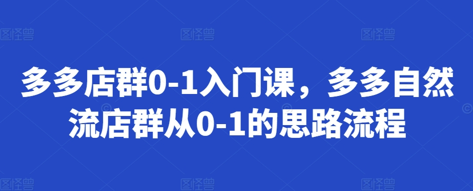 多多店群0-1入门课，多多自然流店群从0-1的思路流程-test