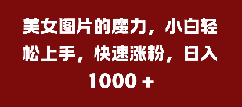 美女图片的魔力，小白轻松上手，快速涨粉，日入几张【揭秘】-test