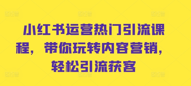 小红书运营热门引流课程，带你玩转内容营销，轻松引流获客-test
