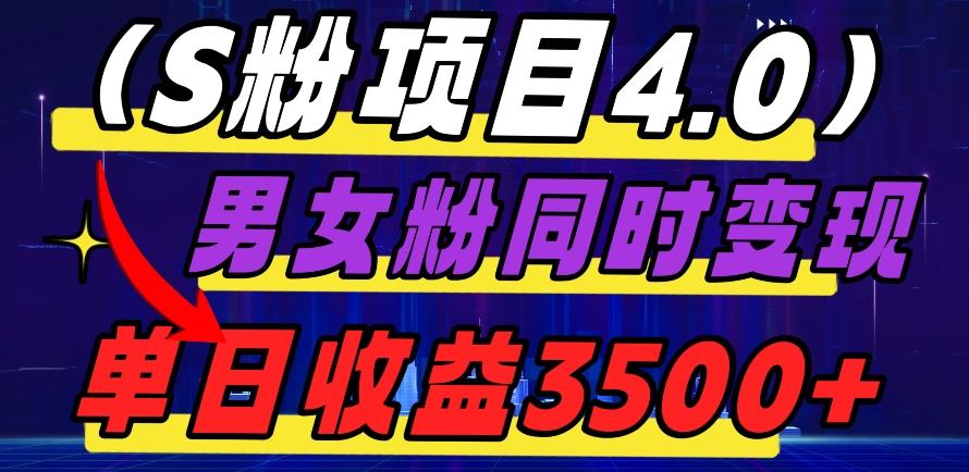 S粉项目4.0，男女粉通吃，男女粉同时变现，单日收益3500+-test