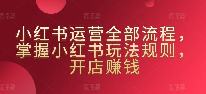小红书运营全部流程，掌握小红书玩法规则，开店赚钱-test