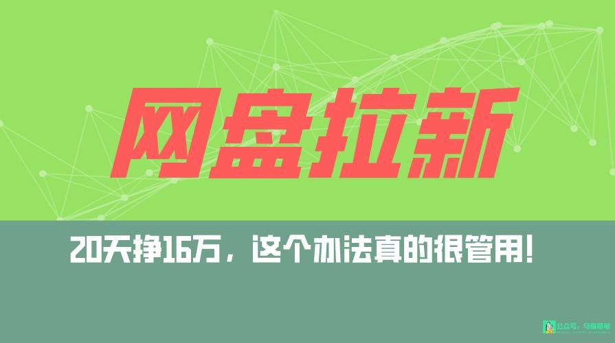 网盘拉新+私域全自动玩法，0粉起号，小白可做，当天见收益，已测单日破5000-test