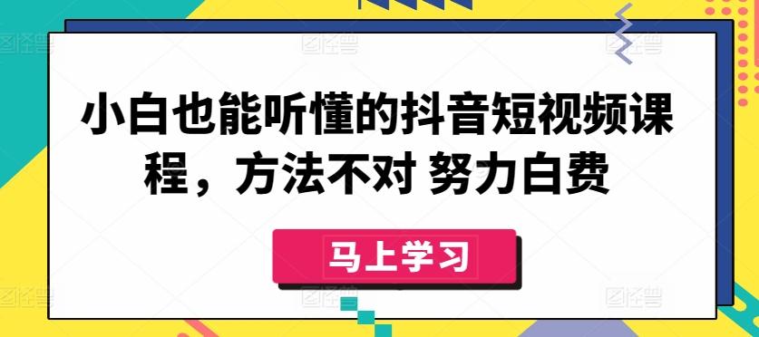 小白也能听懂的抖音短视频课程，方法不对 努力白费-test