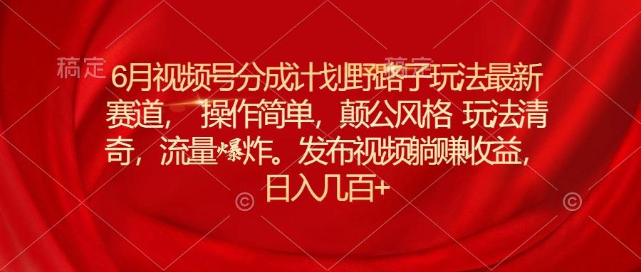 6月视频号分成计划野路子玩法最新赛道操作简单，颠公风格玩法清奇，流…-test