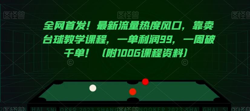 全网首发！最新流量热度风口，靠卖台球教学课程，一单利润99，一周破千单！（附100G课程资料）-test