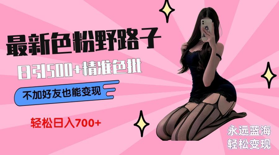 最新色粉变现野路子，日引500+老色批 可不加好友直接变现 小白轻松日入700+-test