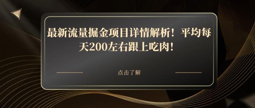 最新流量掘金项目详情解析！平均每天200左右跟上吃肉！-test