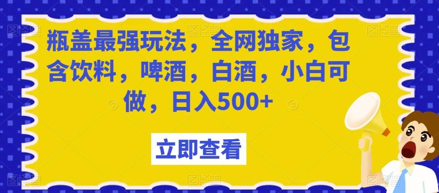 瓶盖最强玩法，全网独家，包含饮料，啤酒，白酒，小白可做，日入500+【揭秘】-test