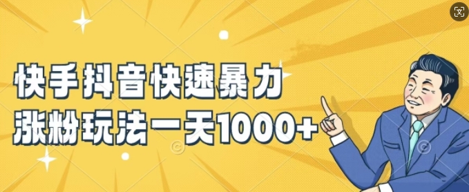 快手抖音快速暴力涨粉玩法，新手小白也能学会，一天1k+【揭秘】-test